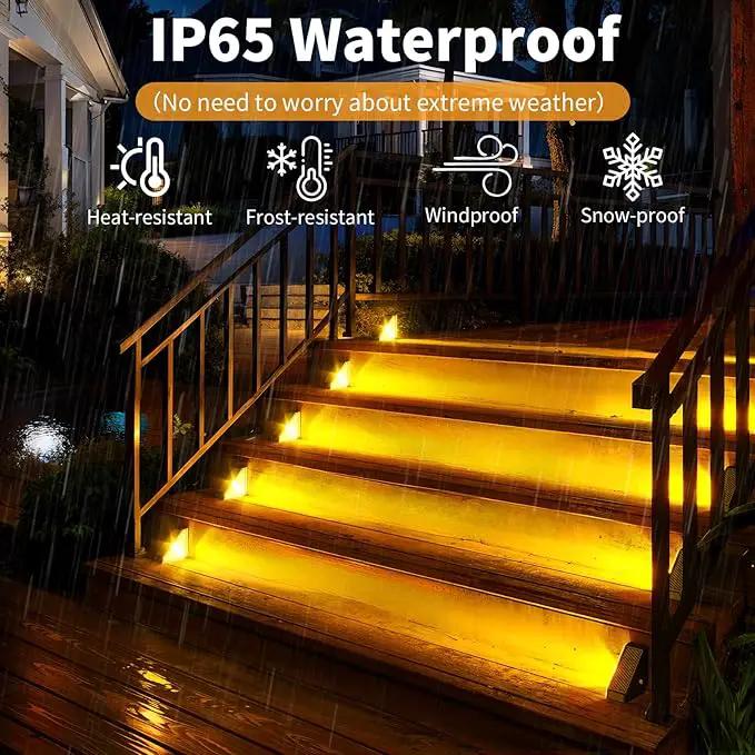 KINKAI Solar Step Lights - 12 Pack Solar Stair Lights Outdoor Deck Lighting Triangle Decor for Garden Front Door Porch (Warm Light) by GreenHaven Gardens