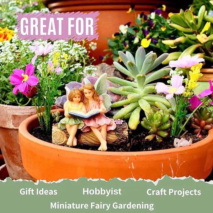 Fairies for Fairy Garden, Fairy Garden Accessories for a Garden - Garden Fairies for a Miniature Fairy Garden - Cute Fairy Garden Fairies, Sitting Sister Fairies by GreenHaven Gardens