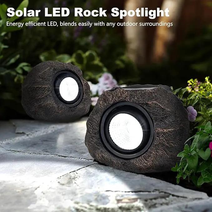 Solar Rock Lights, 4 Pack Solar Powered Waterproof LED Spotlights Decorative for Outdoor Garden, Pathway, Walkway, Yard, Landscape, Patio by GreenHaven Gardens