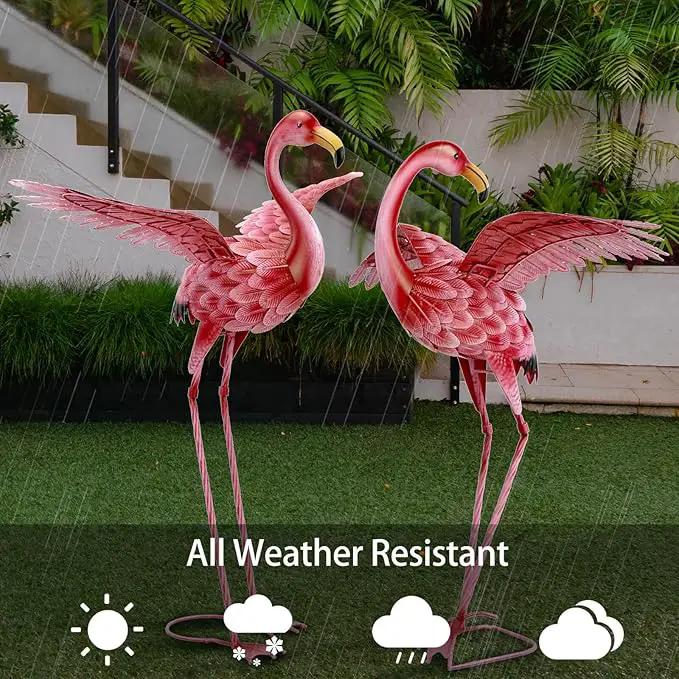 Natelf Pink Flamingo Yard Decorations, Tall Birds Garden Statues and Sculptures, Metal Lawn Art Ornaments for Outdoor Patio Backyard, Set of 2 by GreenHaven Gardens