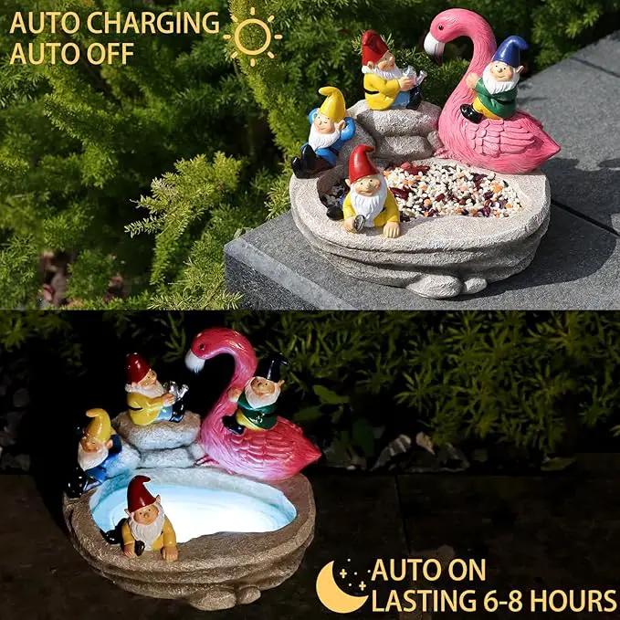 Garden Gnomes Statue Outdoor Gnome Decor Solar Gnome Statues Decoration for Lawn Yard Balcony Patio,Funny Gnome Riding Flamingo Figurine Mom Gift by GreenHaven Gardens