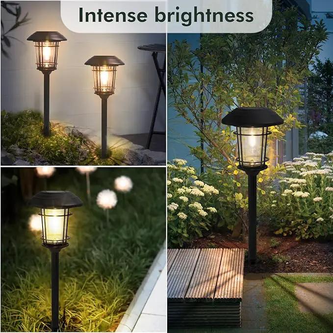 Grand patio Solar Outdoor Lights, 5 Pack, Glass Light Metal Pathway Light, Waterproof Landscape Lighting, Automatic Dusk and Dawn Sensor (Slate Gray) by GreenHaven Gardens