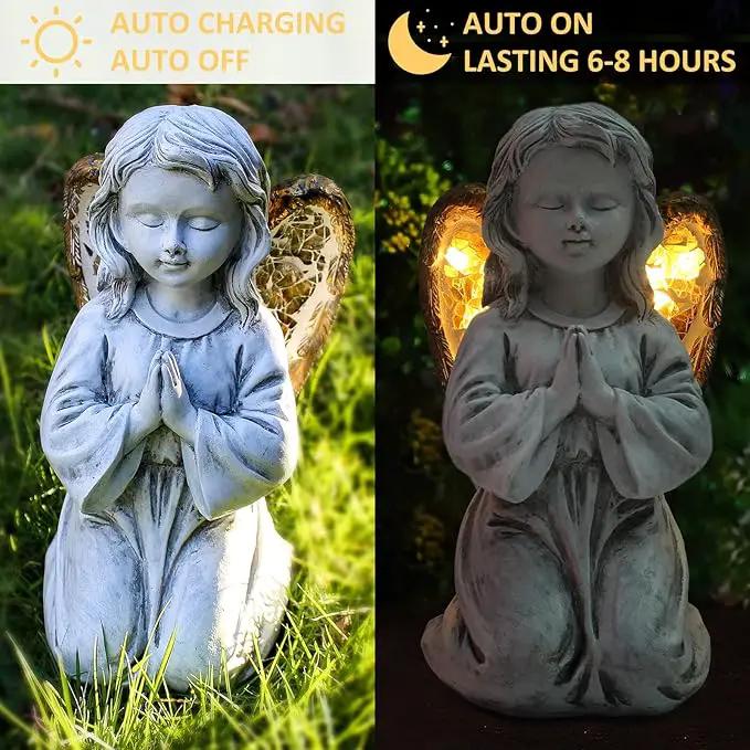 Outdoor Decor - Angel Statue, Solar Powered, Praying Angel for Patio, Lawn, Porch by GreenHaven Gardens