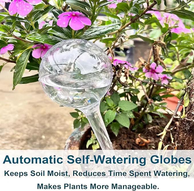MOONSOUND Plant Automatic Watering Devices, Clear Plastic Self-Watering Bulbs Flower Automatic Watering Device While Away Garden Waterer for Plant Indoor Outdoor by GreenHaven Gardens