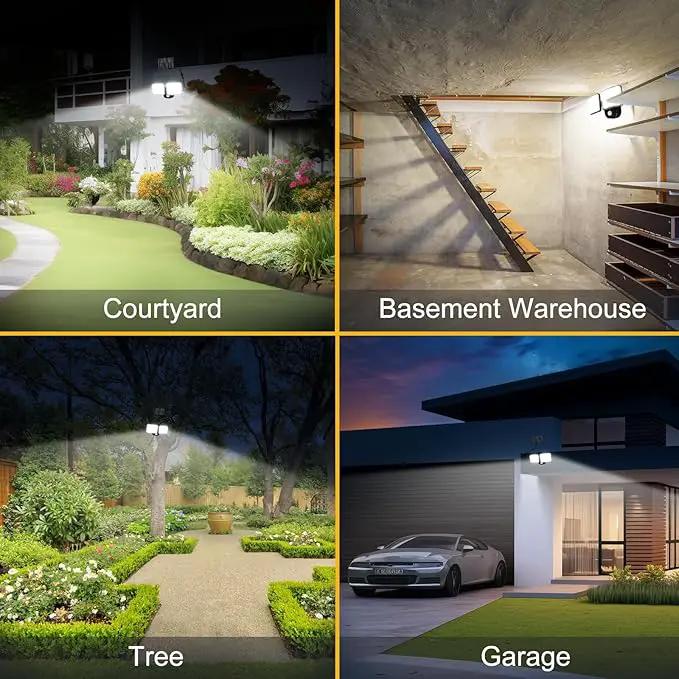 Rechargeable Battery Powered Motion Sensor Outdoor Lights 3 Months Endurance, 3000LM LED Flood Light Outdoor Supports Solar & USB Charging for Garage Yard Entryways Patio Garden by GreenHaven Gardens