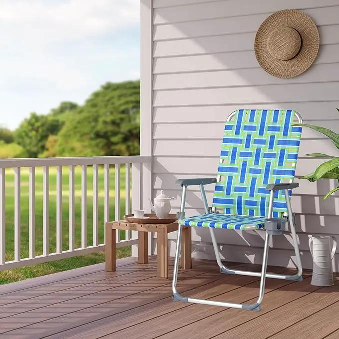 VINGLI Aluminum Patio Lawn Chairs Folding 1 Pack with Detachable Cup Holder, Webbed Beach Chair Folding Chair Outdoor Portable Camping Chair for Yard, Garden … by GreenHaven Gardens