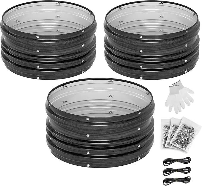 WORKPRO 3Pcs 2x2x1ft Galvanized Raised Garden Bed Set, Rust & Corrosion Protection, Easy Assembly, Safe Edge, Ideal for Vegetables & Flowers, Black by GreenHaven Gardens