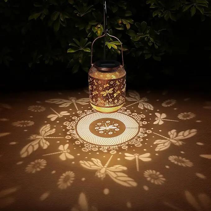 Solar Lanterns Outdoor Waterproof Dragonfly Garden Decor Gifts for Women Mom Grandma Hanging Solar Lights Metal Lantern Decoration Outside for Yard, Patio, Backyard, Porch by GreenHaven Gardens