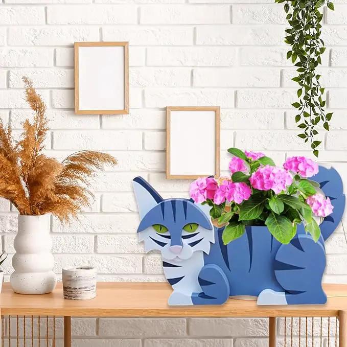 Sapphire White Cat Planter Plant Pots,Cute Garden Cat Flower Planter,Cat Planters Birthday Gifts for Women,Office,Indoor/Outdoor Decor（12.5 * 5.12 * 7.8in） by GreenHaven Gardens