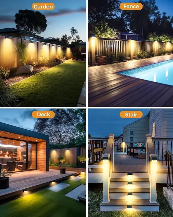 12 Pack Solar Fence Lights Waterproof, Motion Sensor Deck Lights Outdoor, Cold White LED Outside Lamp Wireless for Wall Yard Steps Stairs Garden - Brown by GreenHaven Gardens