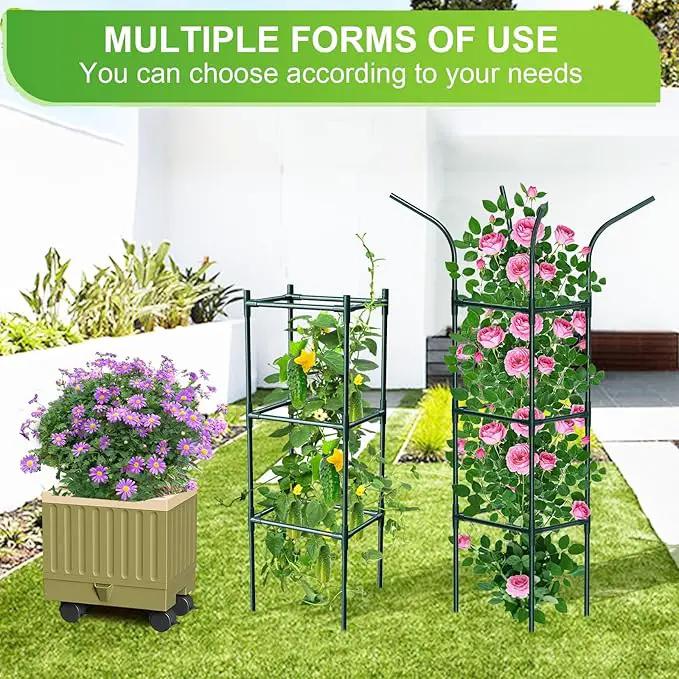 Raised Garden Bed Planter Box with Trellis, 71" Self-Watering Tomato Planter with Wheels for Climbing Vegetable and Plants, Tomato Cage Planters for Indoor Outdoor Patio Greenhouse Gardening (1Pack) by GreenHaven Gardens
