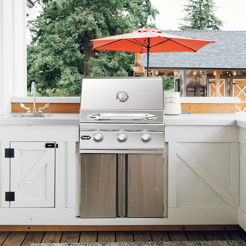Hygrill Heavy Duty 3-Burner Built In Grill, Stainless Steel Grill Head for Outdoor Kitchen, Natural Gas by GreenHaven Gardens