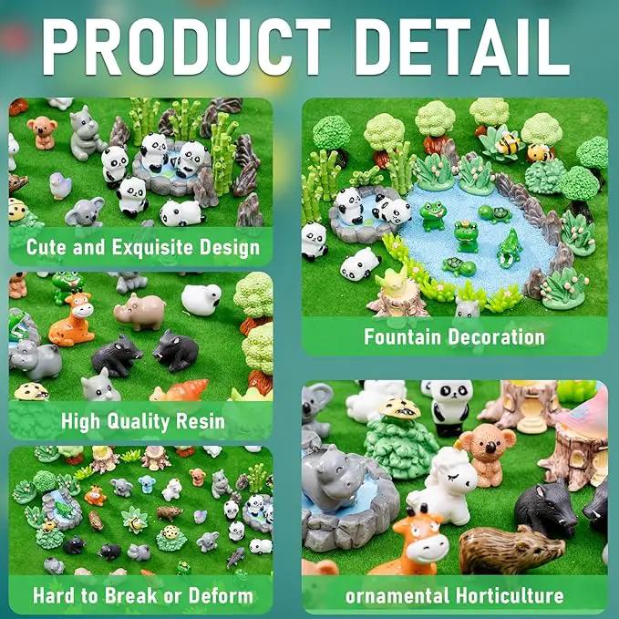 Miniature Small Animal Figurines, 80pcs of Mini Resin Animals, Forest Decoration Ornaments, Miniature Landscape Ornament Sets, Fairy Garden and Dollhouse Accessories by GreenHaven Gardens