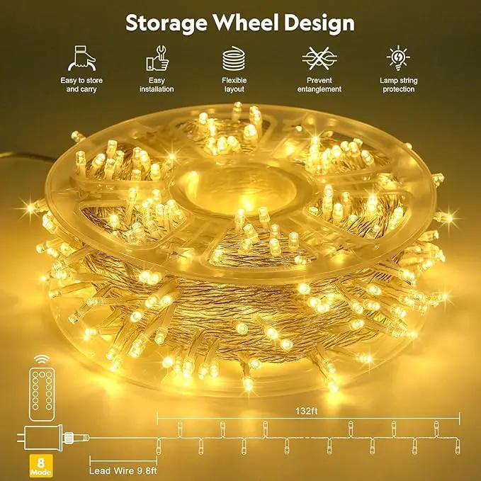 JMEXSUSS 400 LED String Lights Indoor, 132ft Warm White Christmas Lights Outdoor Plug in, 8 Modes Waterproof Twinkle Lights for Outside Holiday Wedding Party Decorations by GreenHaven Gardens