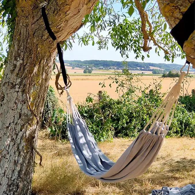 ANYOO Cotton Hammock Portable Camping Hammocks for Hanging Sturdy Garden Comfortable Fabric Hammock with Tree Straps Up to 660lbs with Travel Bag for Camping Outdoor/Indoor Patio Backyard by GreenHaven Gardens