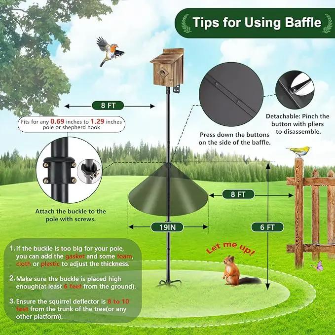 Gtongoko 19 Inch Squirrel Baffle for Bird Feeder Pole Squirrel Guards for Shepherds Hook Stopper for Bird Feeders Black 1 Pack by GreenHaven Gardens