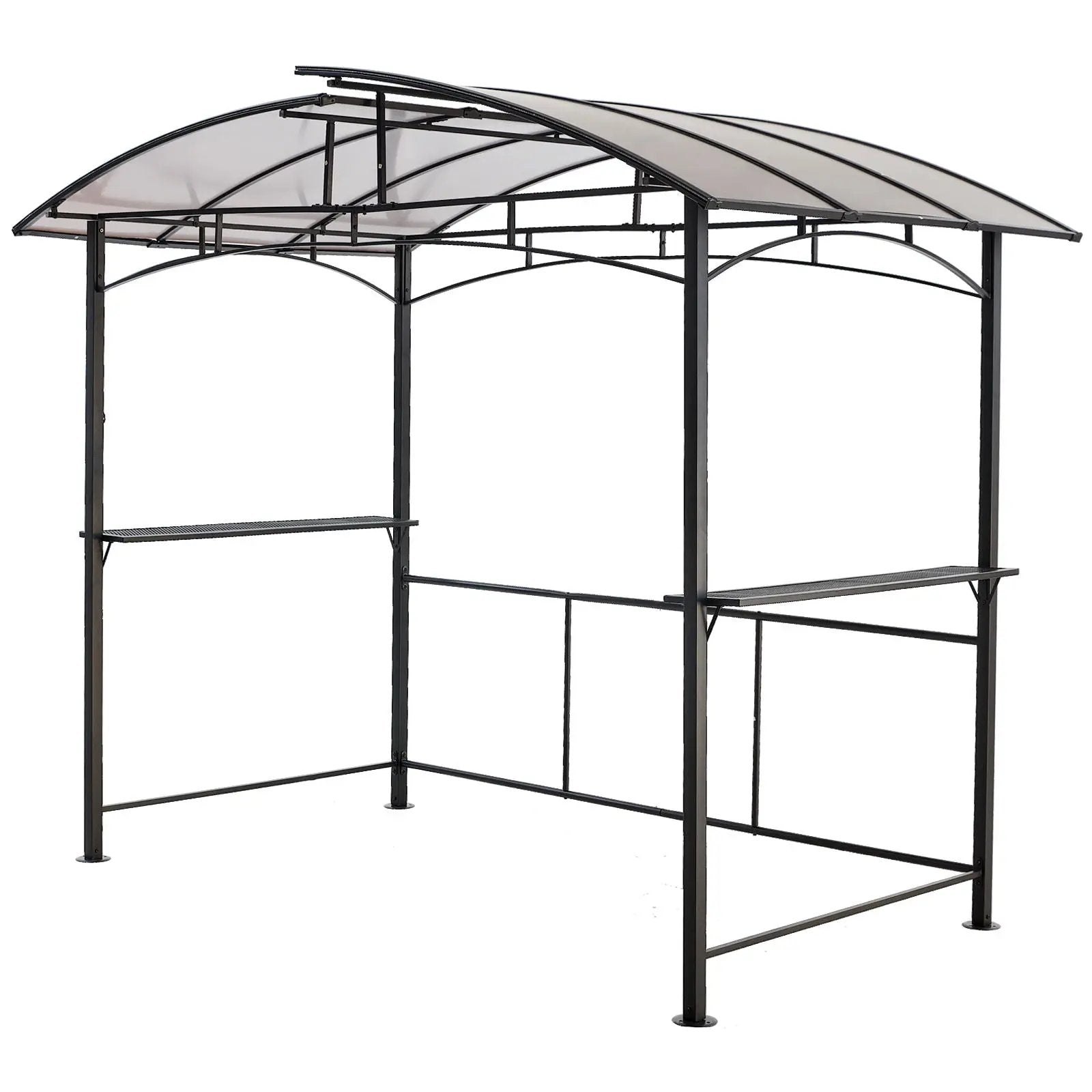Grill Gazebo 8X5Ft, Outdoor Patio Canopy, Bbq Shelter With Steel Hardtop And Side Shelves - Black by HouseOfZazla