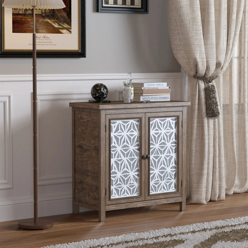 Storage Cabinet, Organizer - Brown Antique White by Unique Piece Furniture