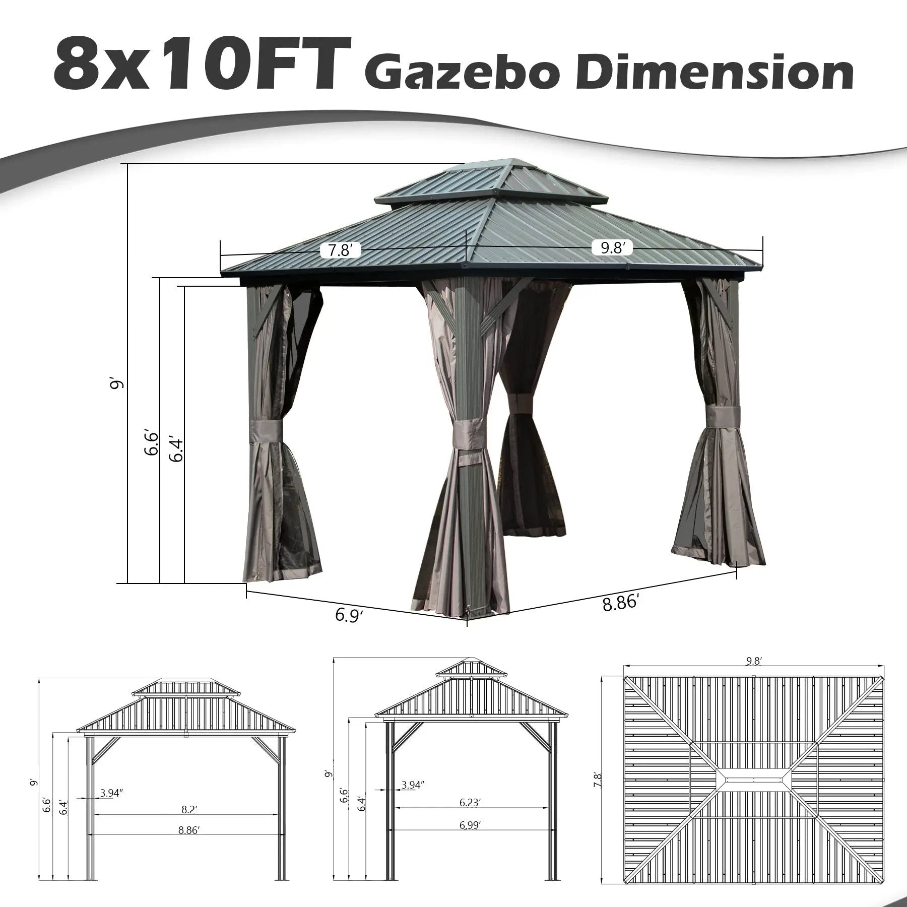 8' x 10' Hardtop Gazebo by HouseOfZazla