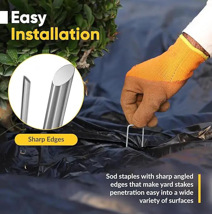 USA Made 100 Pack Landscape Staples 6 inch 11 Gauge Garden Stakes Galvanized Landscape Fabric Pins | Metal Stakes for Ground Cover Holding Fence Christmas Decorations Irrigation Tubing by GreenHaven Gardens