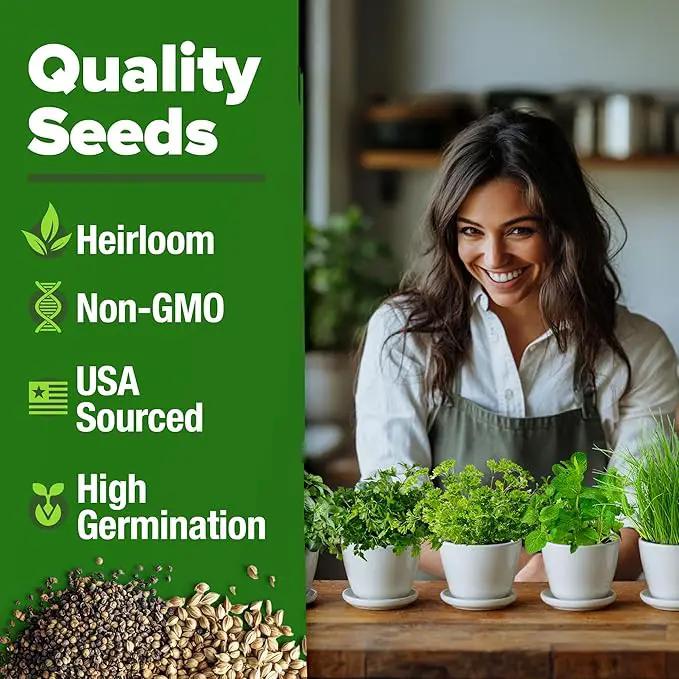 HOME GROWN Indoor Herb Garden Starter Kit - Christmas Gift for Gardeners - Complete 5 Herb Plant Grow Kit - Unique Gift for Mom, Women, Her, Men - Birthday Gift by GreenHaven Gardens