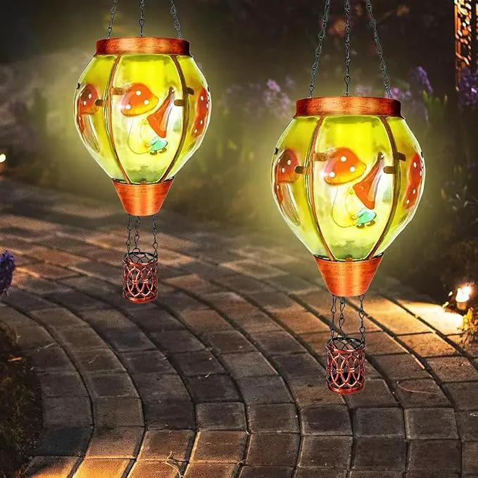 Solar Hot Air Balloon Lantern with Flame， Outdoor Solar Lanterns for Outside Garden Yard Farmhouse Patio Pathway Decoration, Gifts for Women Grandma Mom - Style A by GreenHaven Gardens