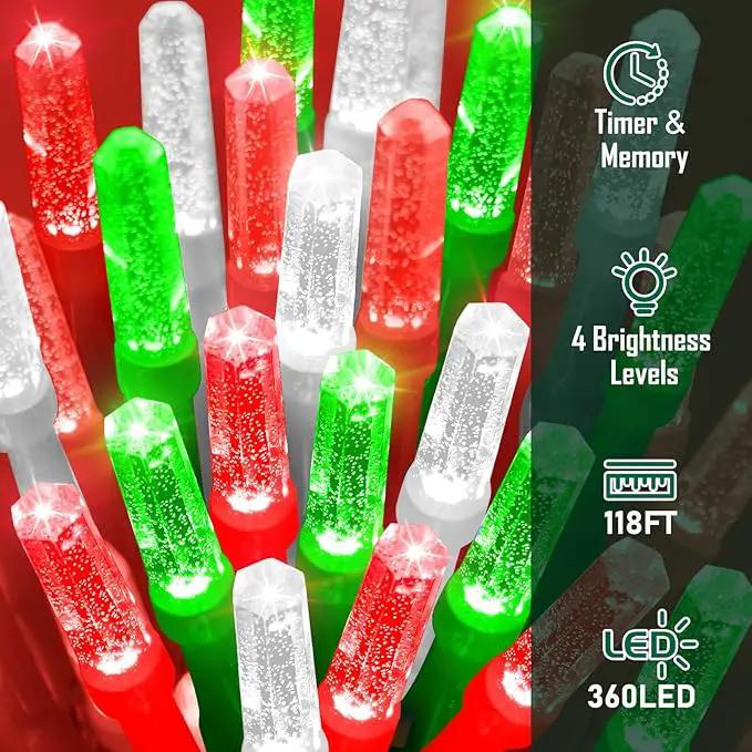 Heceltt 360 LED 118 FT Christmas Lights Outdoor, 8 Modes Christmas Lights Plug in, IP44 Waterproof Led Christmas Lights with Timer and Memory for Xmas Yard Garden Decorations (Red Green and White) by GreenHaven Gardens