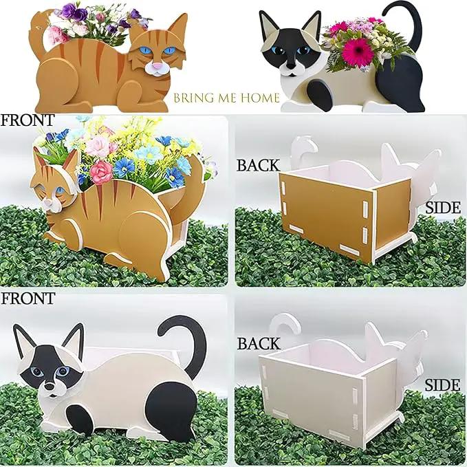 Black and White Cat Planter Plant Pots,Cute Garden Cat Flower Planter,Cat Planters Birthday Gifts for Women,Office,Indoor/Outdoor Decor(12.5 * 5.6 * 7.8in) by GreenHaven Gardens