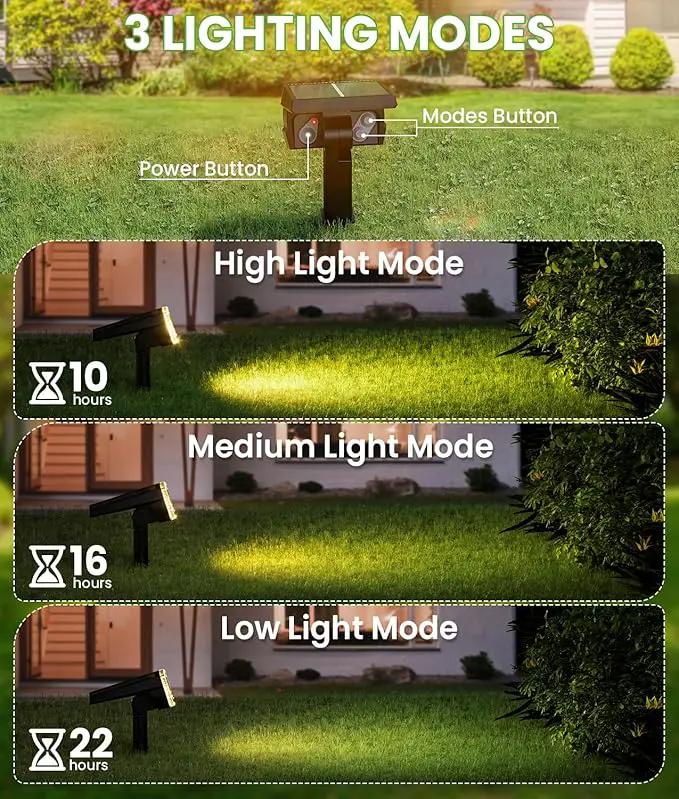 Solar Spot Lights Outdoor Waterproof IP67, 58 LED 3 Lighting Modes Solar Flood Lights, 2-in-1 Wall Light for Tree Yard Garden Pathway (Warm White, 1 Pack) by GreenHaven Gardens