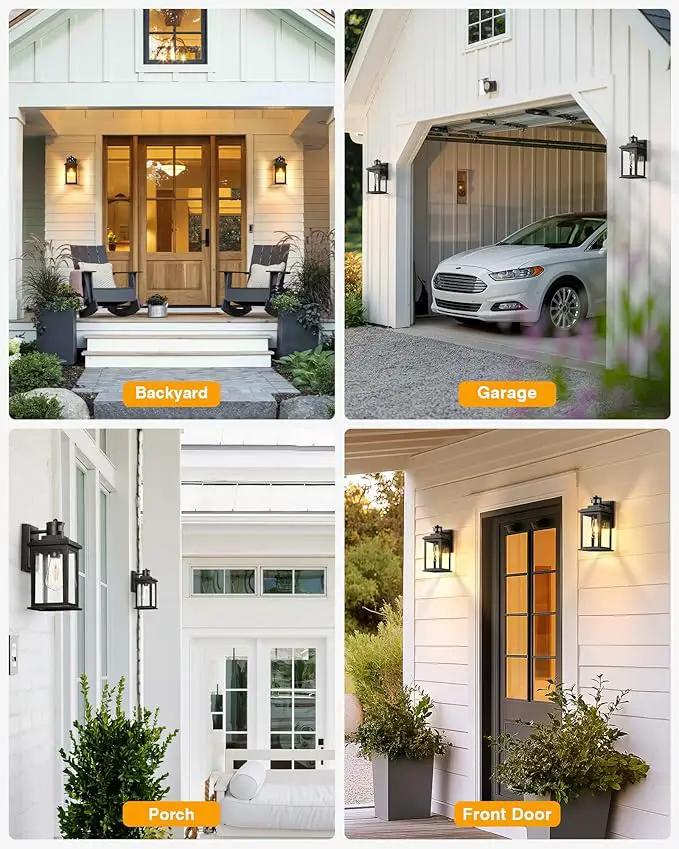 VIANIS Motion Sensor Porch Light, Black Outdoor House Lights Dusk to Dawn, Waterproof Outdoor Light Fixtures Lantern for Garage, Porch, House, Patio, Doorway,Weather Resistant,Hardwired, Non-Solar by GreenHaven Gardens