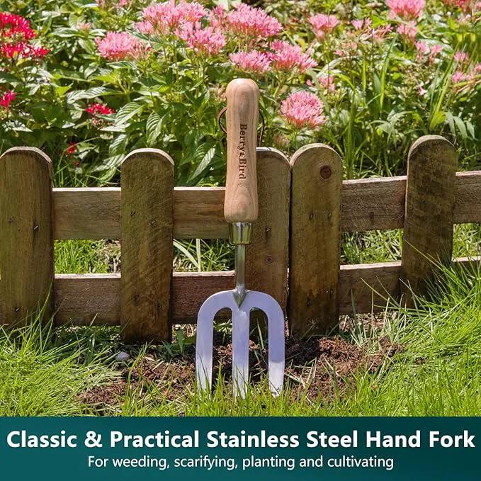 Berry&Bird Garden Tool Set- 3PCS Stainless Steel Gardening Tool Sets with Wooden Handle Trowel Weeding Fork & Digging Shovel Hand Tool Kit for Planting, Ideal Gardening Gift for Women & Men by GreenHaven Gardens