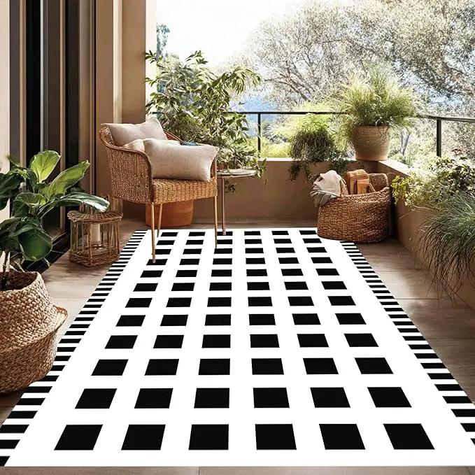 WILDROOTS 5x8 Feet Horizontal Edge Check Plastic Outdoor Rug, Stain Resistant Waterproof Reversible Outdoor Patio Rug, Fade Resistant Camping Rug by GreenHaven Gardens