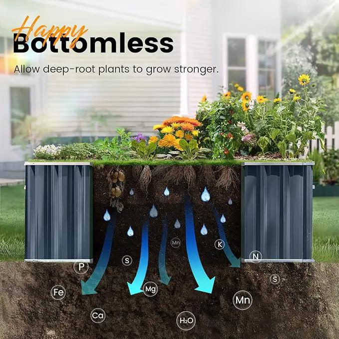 KING BIRD Galvanized Raised Garden Bed with 2 Installation Methods for DIY, 101" x 36" x 24" Heightened Planter Kit Box Outdoor for Deep-Rooted Vegetables, Flowers, Green by GreenHaven Gardens