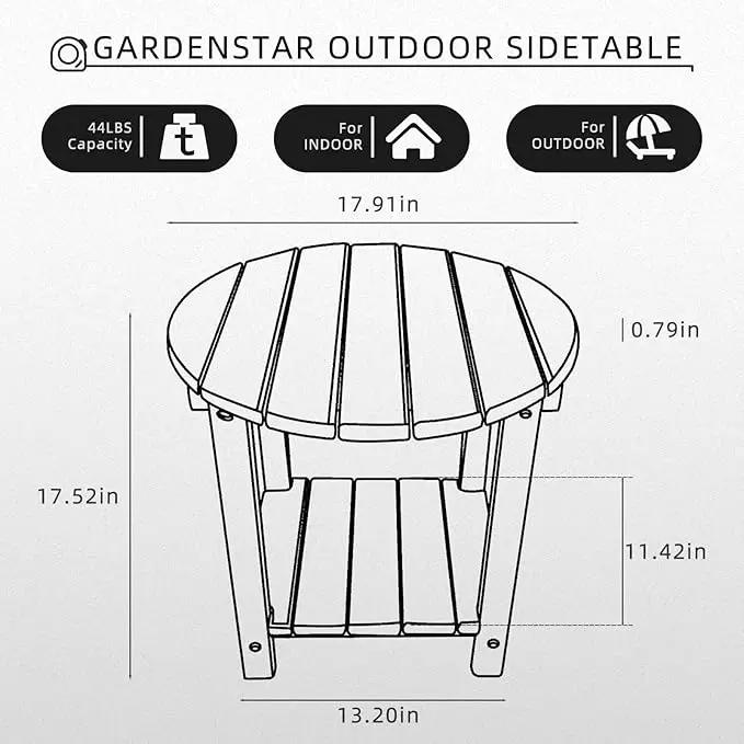 Adirondack Round Outdoor Side Table 2-Tier Storage Patio Side Table, HDPE End Tables for Backyard Pool Porch Garden Lawn (Black) by GreenHaven Gardens