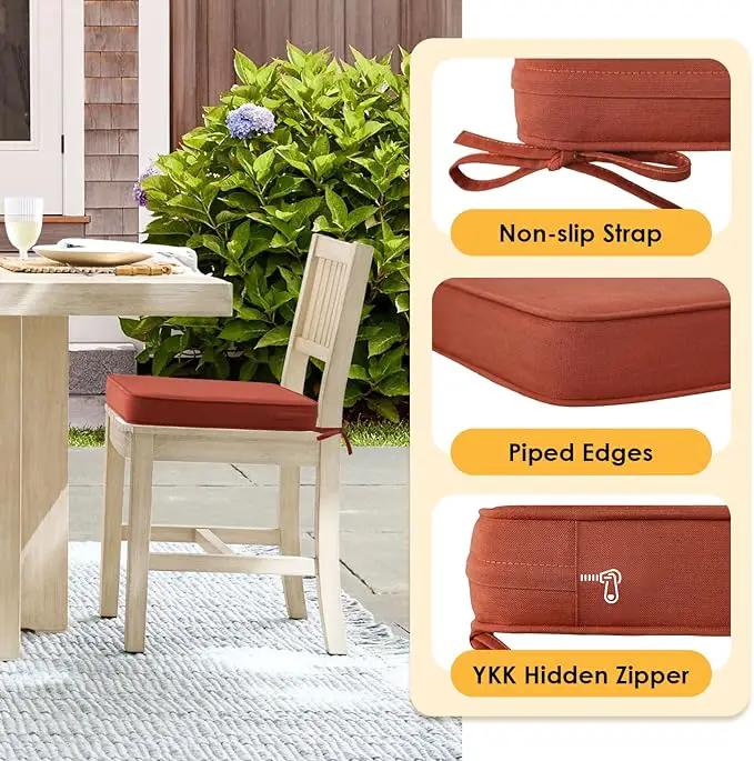Outdoor Sunbrella Square Corner Seat Cushion, 19"x19"x3", Set of 4, Non Slip Seat Cushion Pads with Removable Cover for Patio Furniture, Garden Yard Lawn, Spectrum Grenadine by GreenHaven Gardens