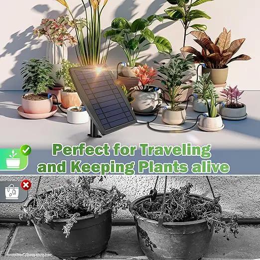 IPOW Upgrade 12 Timer Modes Supports 30 Pots 100% Anti-Siphoning Solar Irrigation System Automatic Watering System for Balcony, Indoor & Outdoor Plants, Garden, and Potted Plants by GreenHaven Gardens