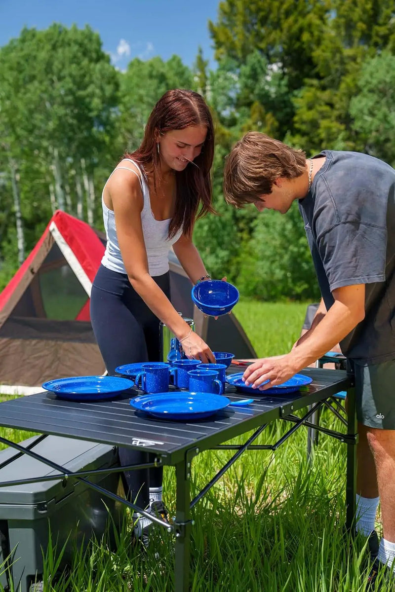 Heavy-Duty Roll-Top Table for Camping - Portable Aluminum-Top Folding Table with Steel Frame by Caddis Sports (Medium) by GreenHaven Gardens