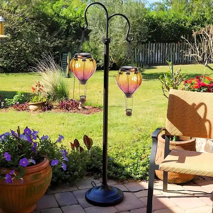 Hot Air Balloon Solar Lantern with Flickering Flame Hanging Solar Lights Outdoor Waterproof Lanterns for Garden Patio Yard Party Decoration by GreenHaven Gardens