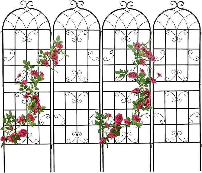 4 Pack Metal Garden Trellis 71" x 19.7" Black Fence Rustproof Garden Trellis for Climbing Plants Support Roses Flower Outdoor Lawn, Black by GreenHaven Gardens