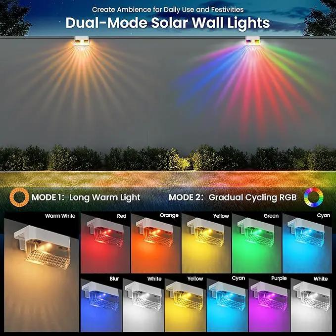 SOLPEX Solar Fence Lights Outdoor,Solar Deck Lights Waterproof Led Solar Lights for Outdoor Stairs,Step,Patio,Yard,Garden,Balcony and Porch,8 Pack Shell-Like Light Spots(White Shell,Warm White&RGB) by GreenHaven Gardens