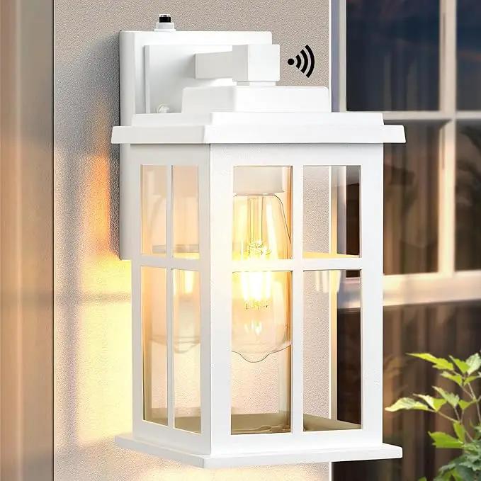 White Outdoor Wall Lights, Dusk to Dawn Exterior Lighting Fixtures, Waterproof Outside Lights for House, Garage, Garden, Entryway, Doorway, Anti-Rust, Modern Style, Tempered Glass by GreenHaven Gardens