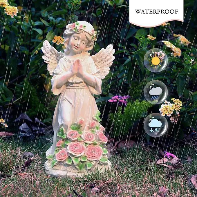 Garden Decor Angel Statue, Outdoor Patio Garden Sculptures & Statues, Solar Yard Decorations Lawn Ornaments Figurines for Outside by GreenHaven Gardens