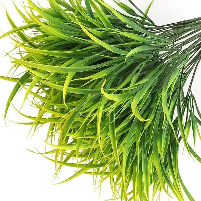 Ouddy Decor 16 Bundles Artificial Plants Outdoor Fake Grass Greenery Stems UV Resistant Faux Plastic Plants Shrubs for Spring Summer Home Garden Pathway Window Box Front Porch Decor, Yellow by GreenHaven Gardens