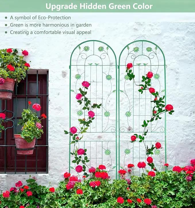 4 Pack Metal Garden Trellis 86.7" H Garden Fence Rustproof Trellis for Climbing Plants Support Roses Flower Outdoor Lawn Green-Blue Tall Trellis by GreenHaven Gardens