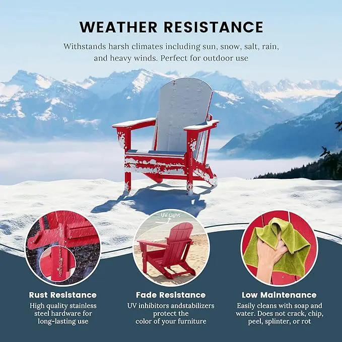 Westin Outdoors Laguna WO Home Furniture Adirondack Chair 4 PC Set Classic Outdoor Patio Folding Chair for Bon Fire Pit Lawn Backyard Beach Plastic Weather-Resistant (Red) by GreenHaven Gardens