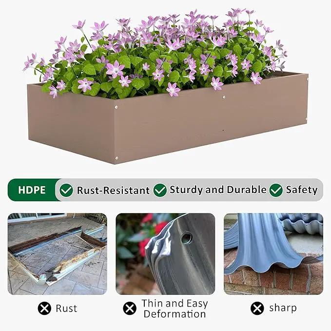 HDPE Raised Garden Bed 47.24 * 24.4 * 9.65 in,Vegetable Planter Bed Outdoor,Elevated Horticulture Planter Bed,Waterproof,Rot-Resistant and Non-Cracking Above Ground Garden Bed(Light Brown) by GreenHaven Gardens