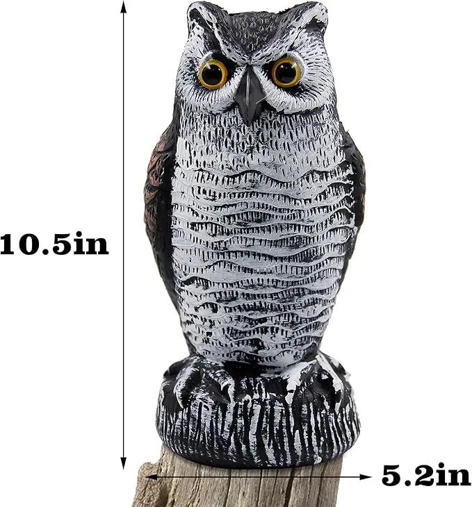Hausse 2 Pack Fake Horned Owl Bird Scarecrow Decoy, Plastic Deterrents, Halloween Decoration, Nature Enemy Pest Repellent for Outdoor Garden Yard by GreenHaven Gardens