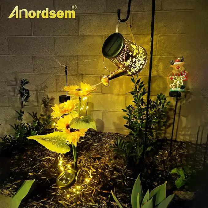 Anordsem Solar Watering Can Lights: Garden Light Outdoor Waterproof for Yard Decorative - Butterfly Hanging Lantern with Hook Patio Path Proch Decor - Gardening Gifts for Women Mom Grandma by GreenHaven Gardens