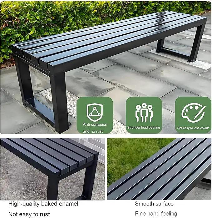 Weatherproof Metal Dining Bench, Outdoor Bench Backless Patio Bench 2-Person Farmhouse Bench Garden Bench for Kitchen, Living Room, Entryway(Red,59in) by GreenHaven Gardens