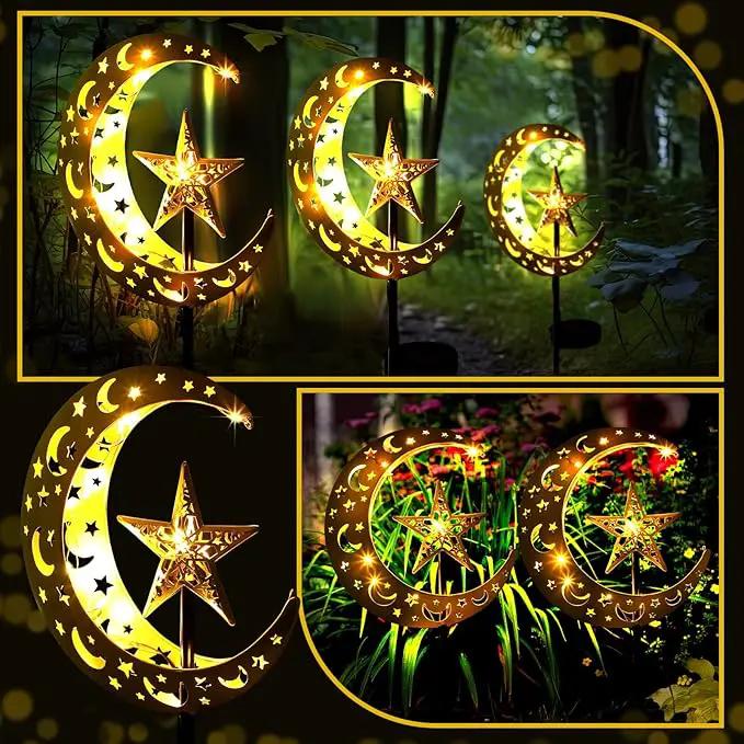 2 Pcs Ramadan Solar Lights Ramadan Decorations Outdoor Mubarak Star Moon Solar Stakes Lights Waterproof for Eid Decorations Outdoor Garden Walkway Lawn Patio Yard(Star) by GreenHaven Gardens